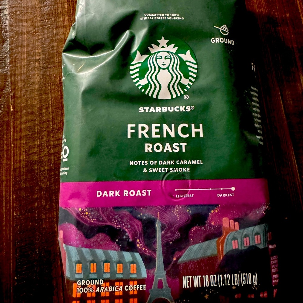 Starbucks Ground Coffee- French Roast 100% Arabica Coffee 18oz Bag (Exp 8/15/24)